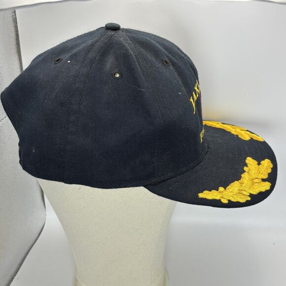 VINTAGE Jaxx Cafe Hat Cap Snap Back Black Embroidered Gold Leaf Mens USA 90s - Picture 2 of 8